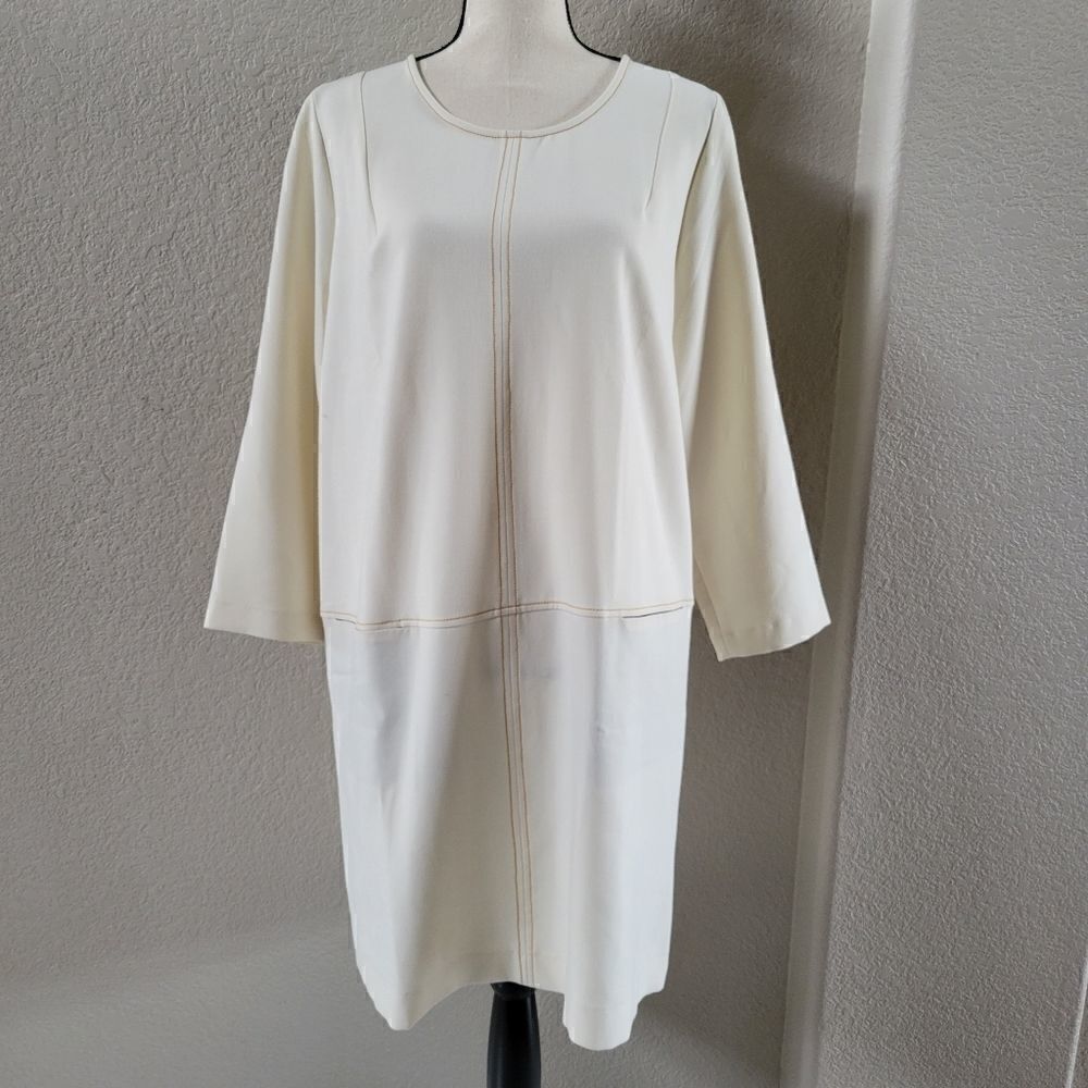 ANTHROPOLOGIE Sita Murt Ivory Shift Dress size 44 12 L